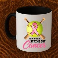 Strike Out Breast Cancer Awareness Baseball Coffee Mug thumb 2