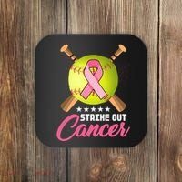 Strike Out Breast Cancer Awareness Baseball Coaster thumb 0