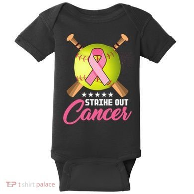 Strike Out Breast Cancer Awareness Baseball Baby Bodysuit