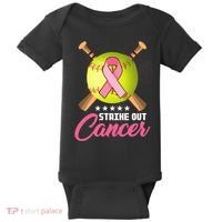 Strike Out Breast Cancer Awareness Baseball Baby Bodysuit thumb 0
