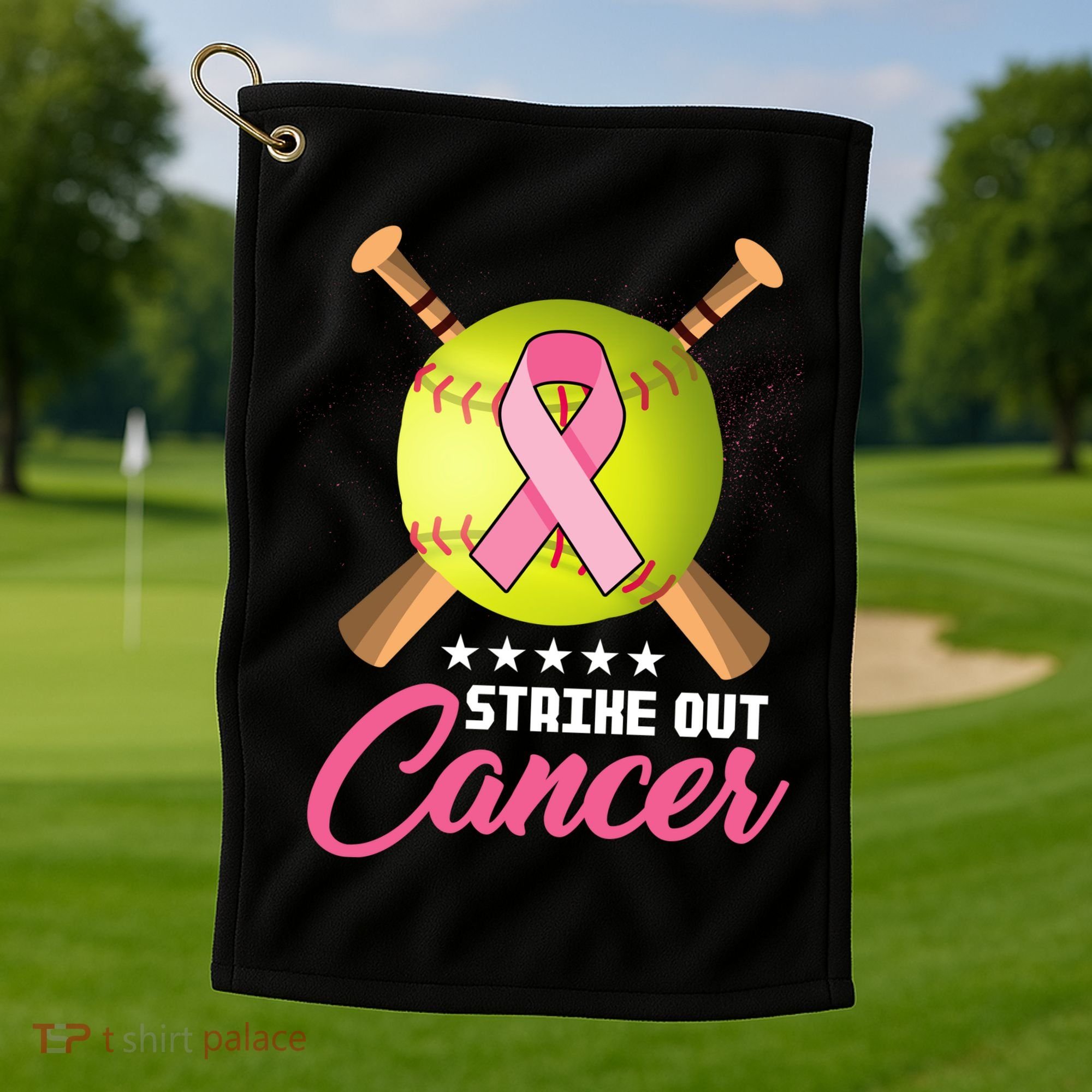 Strike Out Breast Cancer Awareness Baseball Golf Towel