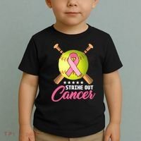 Strike Out Breast Cancer Awareness Baseball Toddler T-Shirt thumb 2
