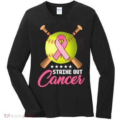 Strike Out Breast Cancer Awareness Baseball Women's Long Sleeve Shirt