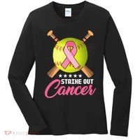 Strike Out Breast Cancer Awareness Baseball Women's Long Sleeve Shirt thumb 0