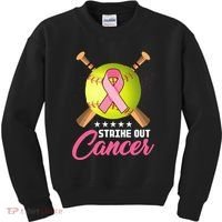 Strike Out Breast Cancer Awareness Baseball Kids Sweatshirt thumb 0