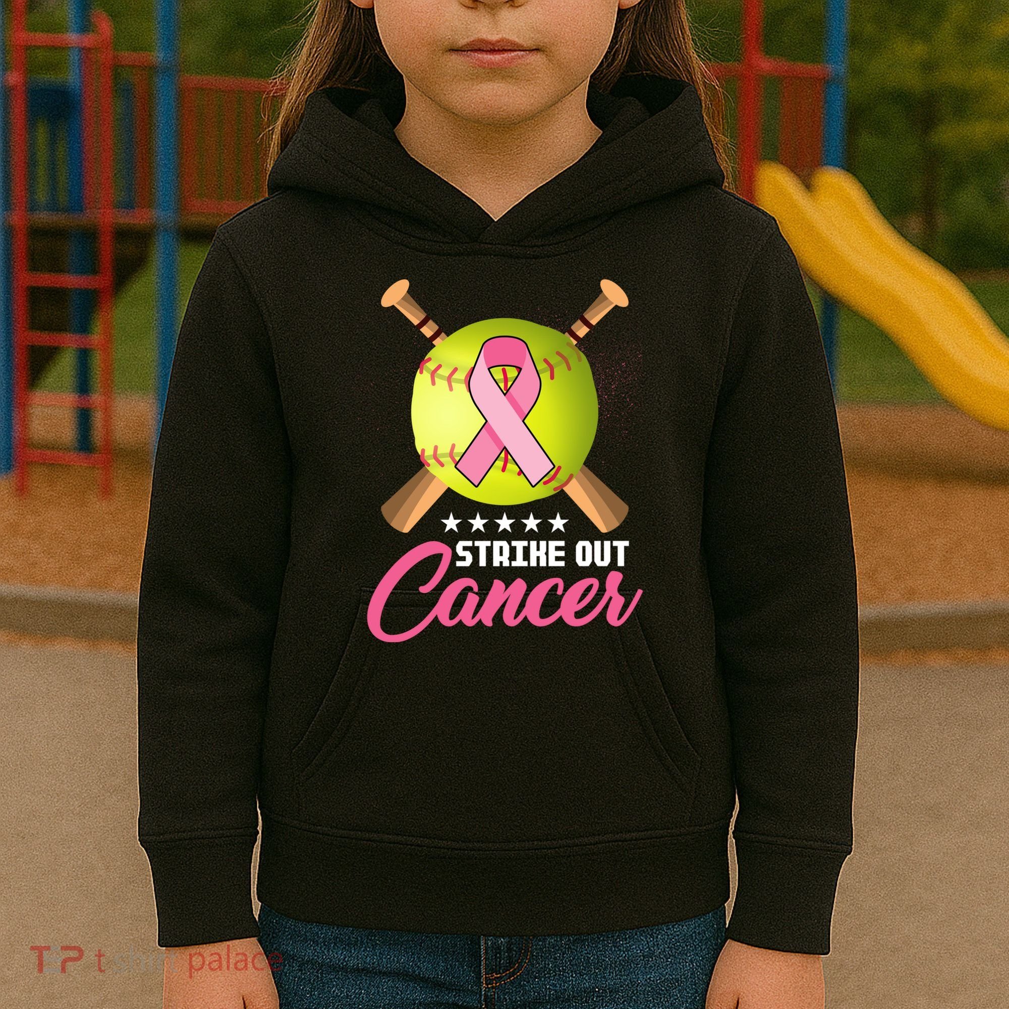 Strike Out Breast Cancer Awareness Baseball Kids Hoodie