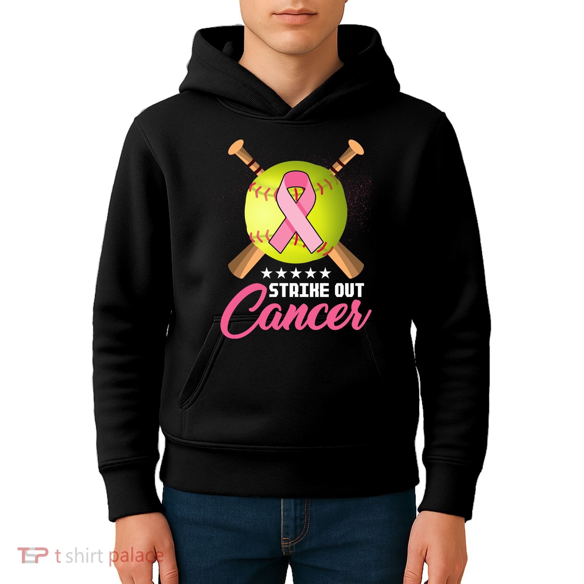 Strike Out Breast Cancer Awareness Baseball Kids Hoodie