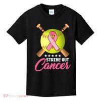 Strike Out Breast Cancer Awareness Baseball Kids T-Shirt thumb 0