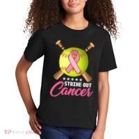 Strike Out Breast Cancer Awareness Baseball Kids T-Shirt thumb 2