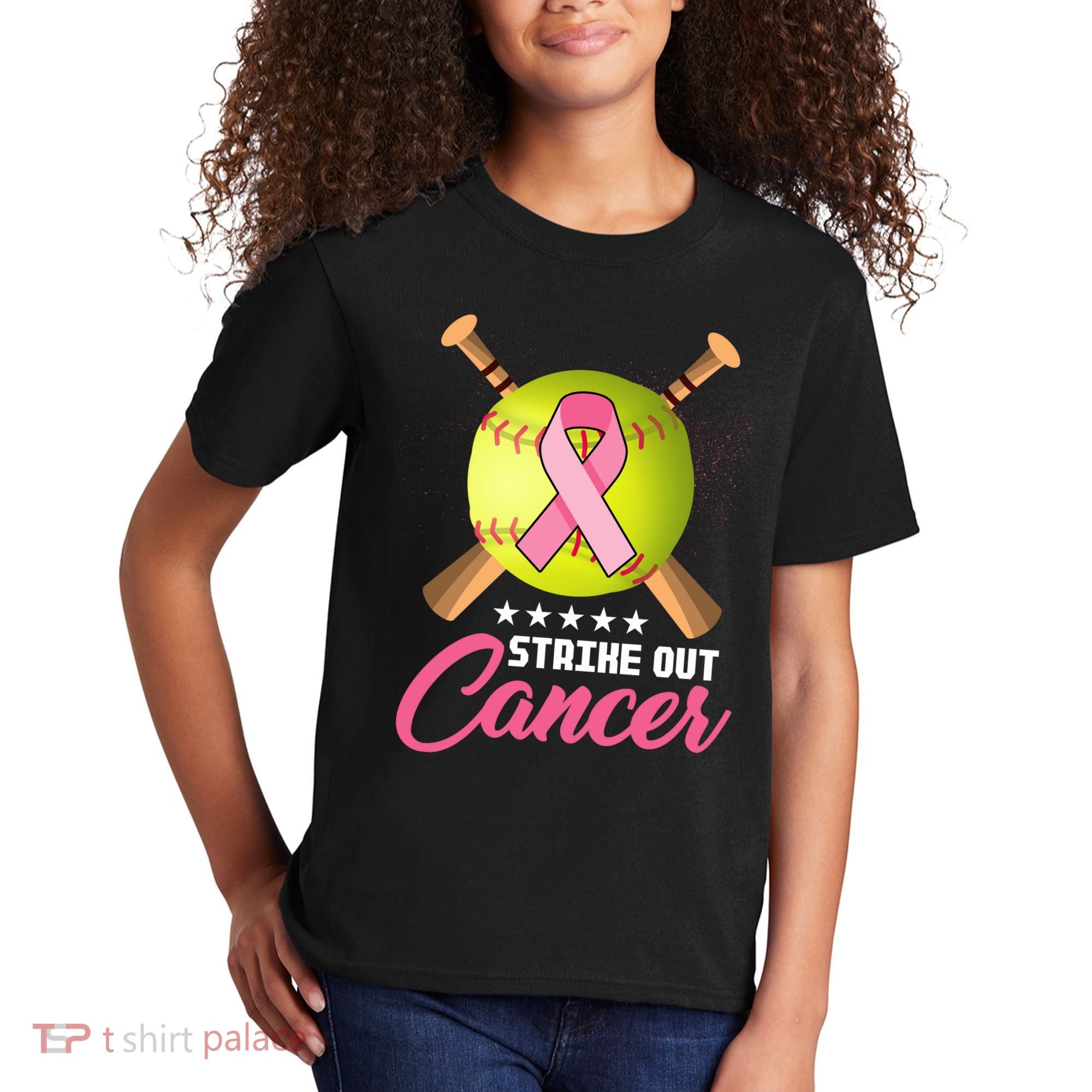 Strike Out Breast Cancer Awareness Baseball Kids T-Shirt