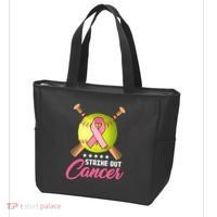 Strike Out Breast Cancer Awareness Baseball Tote Bag thumb 3