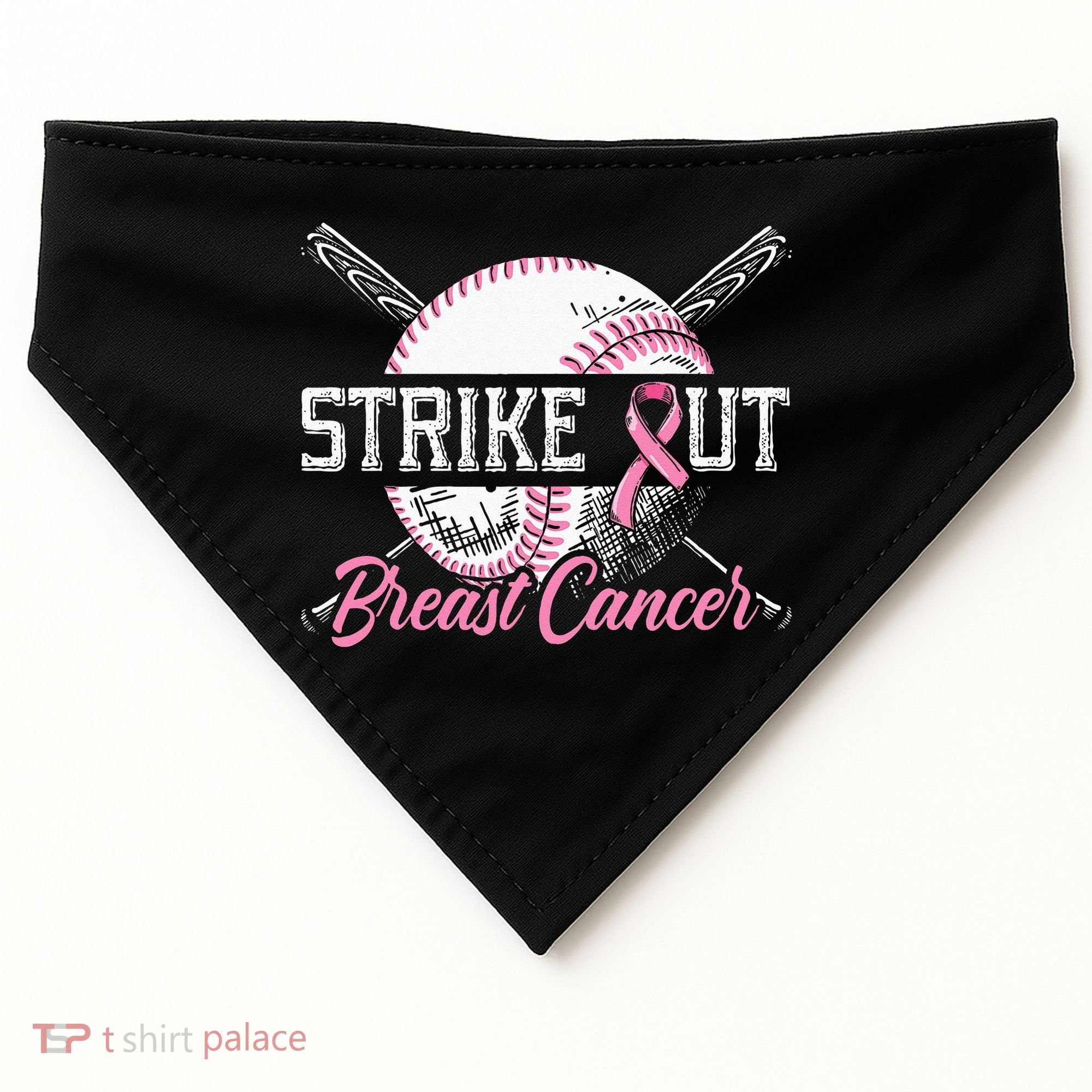 Strike Out Breast Cancer Baseball Breast Cancer Awareness USA-Made Doggie Bandana