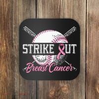 Strike Out Breast Cancer Baseball Breast Cancer Awareness Coaster thumb 0