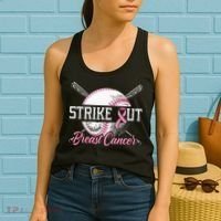 Strike Out Breast Cancer Baseball Breast Cancer Awareness Women's Tank Top thumb 2