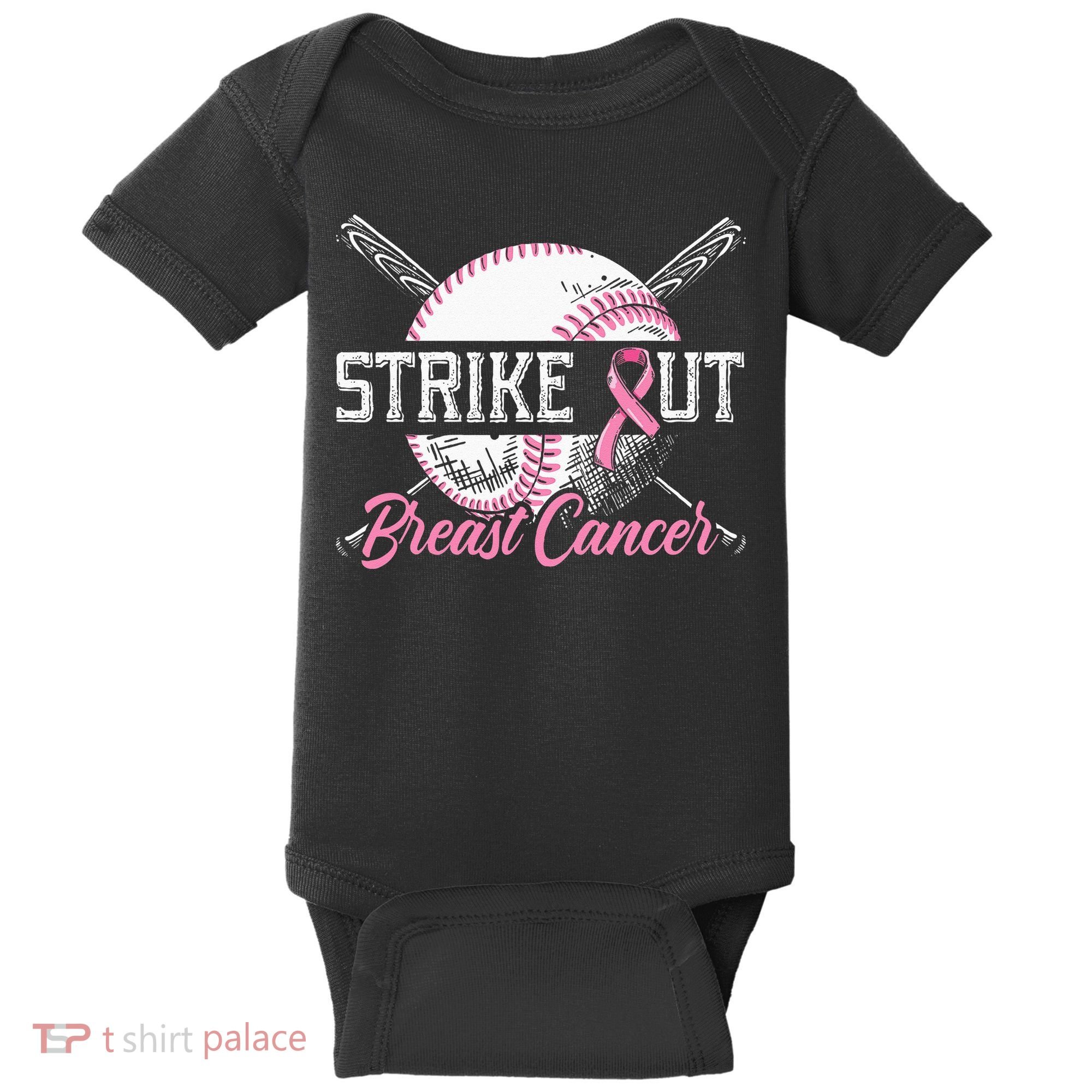 Strike Out Breast Cancer Baseball Breast Cancer Awareness Baby Bodysuit