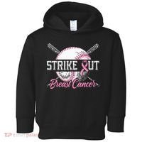 Strike Out Breast Cancer Baseball Breast Cancer Awareness Toddler Hoodie thumb 0