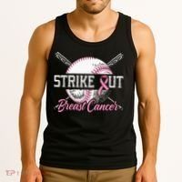 Strike Out Breast Cancer Baseball Breast Cancer Awareness Tank Top thumb 3
