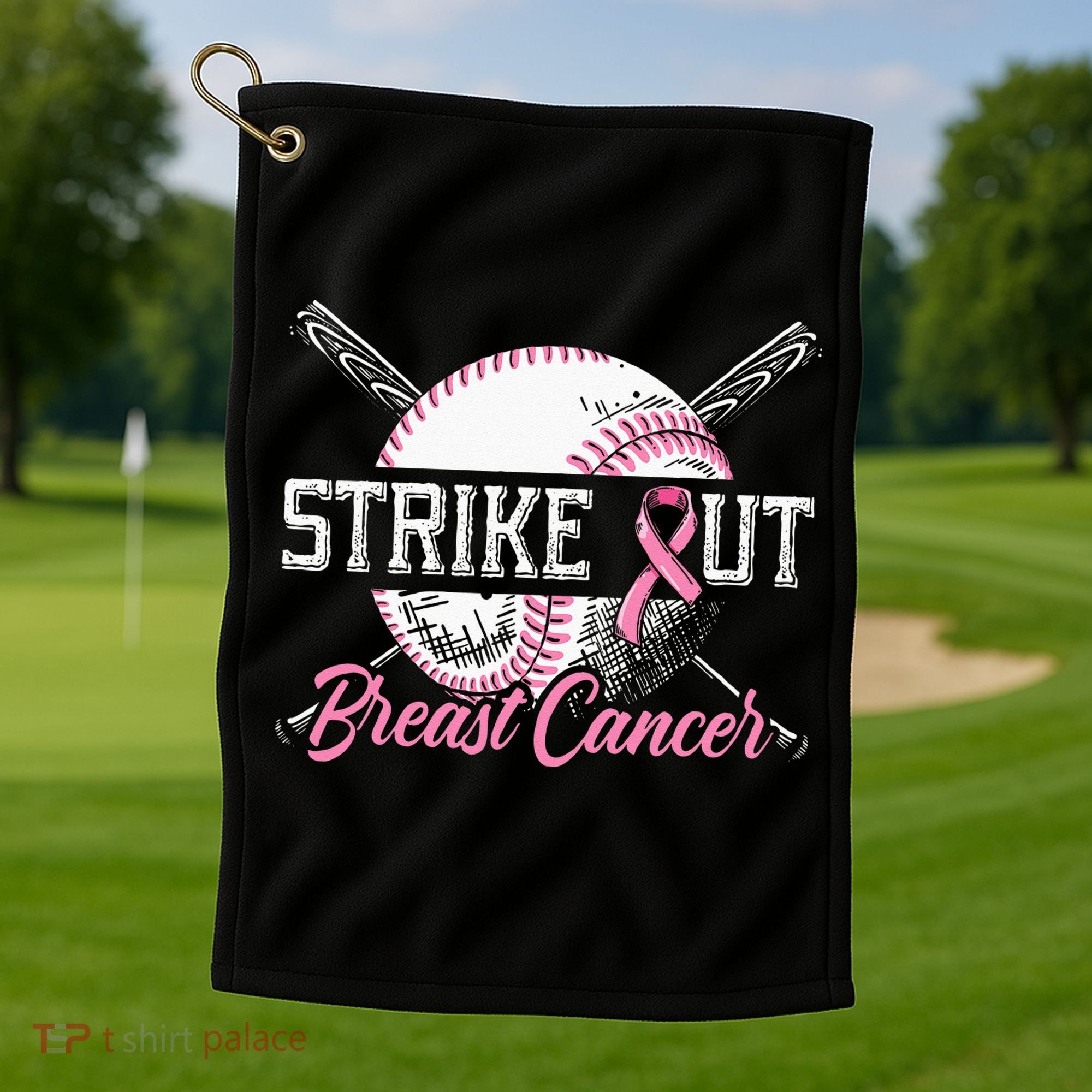 Strike Out Breast Cancer Baseball Breast Cancer Awareness Golf Towel