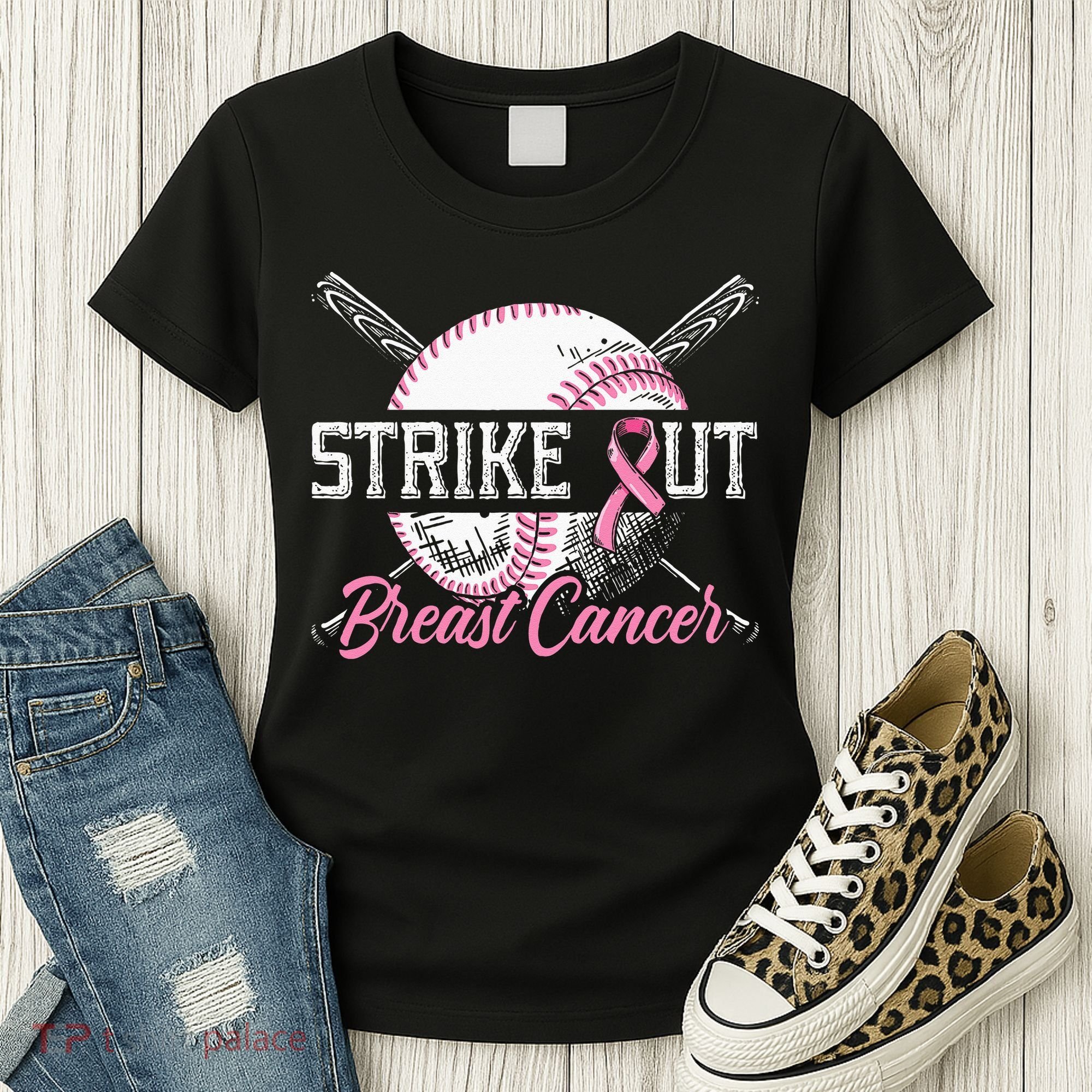Strike Out Breast Cancer Baseball Breast Cancer Awareness Women's T-Shirt