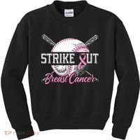 Strike Out Breast Cancer Baseball Breast Cancer Awareness Kids Sweatshirt thumb 0