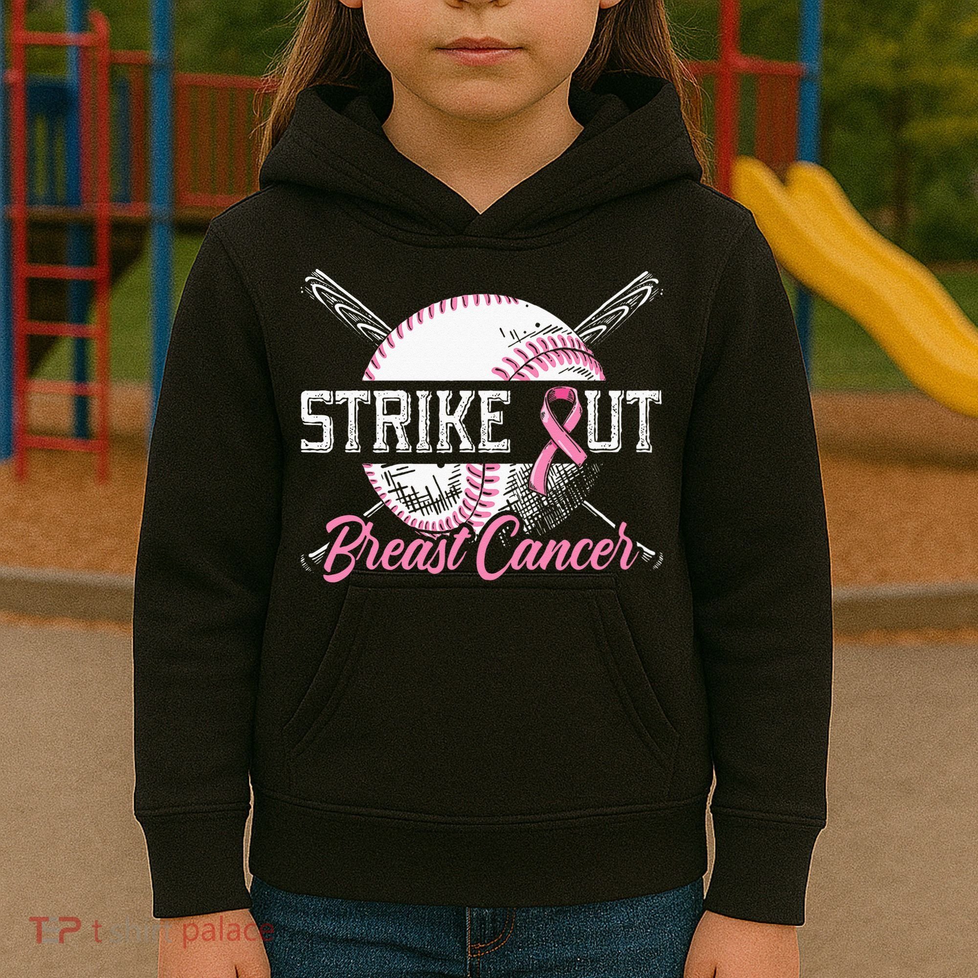 Strike Out Breast Cancer Baseball Breast Cancer Awareness Kids Hoodie