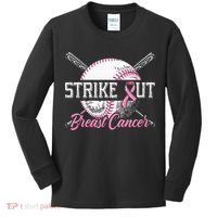Strike Out Breast Cancer Baseball Breast Cancer Awareness Kids Long Sleeve Shirt thumb 0