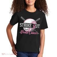 Strike Out Breast Cancer Baseball Breast Cancer Awareness Kids T-Shirt thumb 2