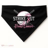 Strike Out Breast Cancer Baseball Pink Ribbon USA-Made Doggie Bandana thumb 0