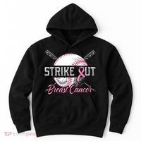 Strike Out Breast Cancer Baseball Pink Ribbon Hoodie thumb 0
