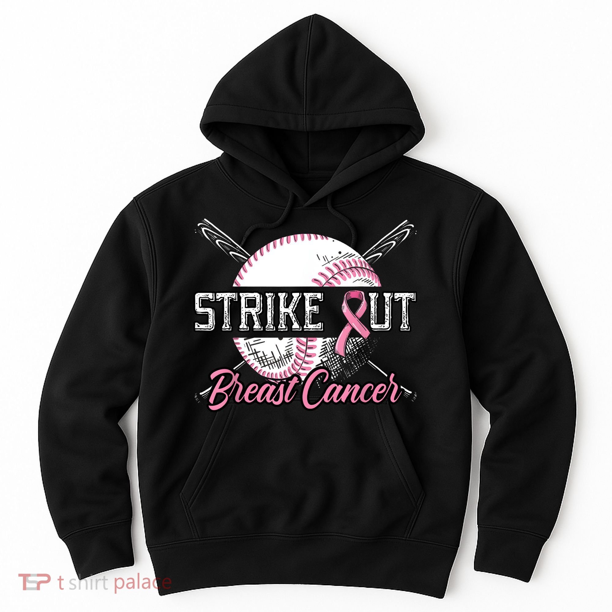 Strike Out Breast Cancer Baseball Pink Ribbon Hoodie