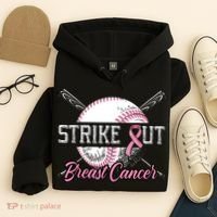 Strike Out Breast Cancer Baseball Pink Ribbon Hoodie thumb 4