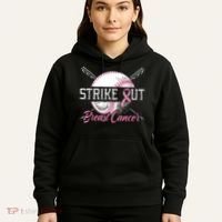 Strike Out Breast Cancer Baseball Pink Ribbon Hoodie thumb 5