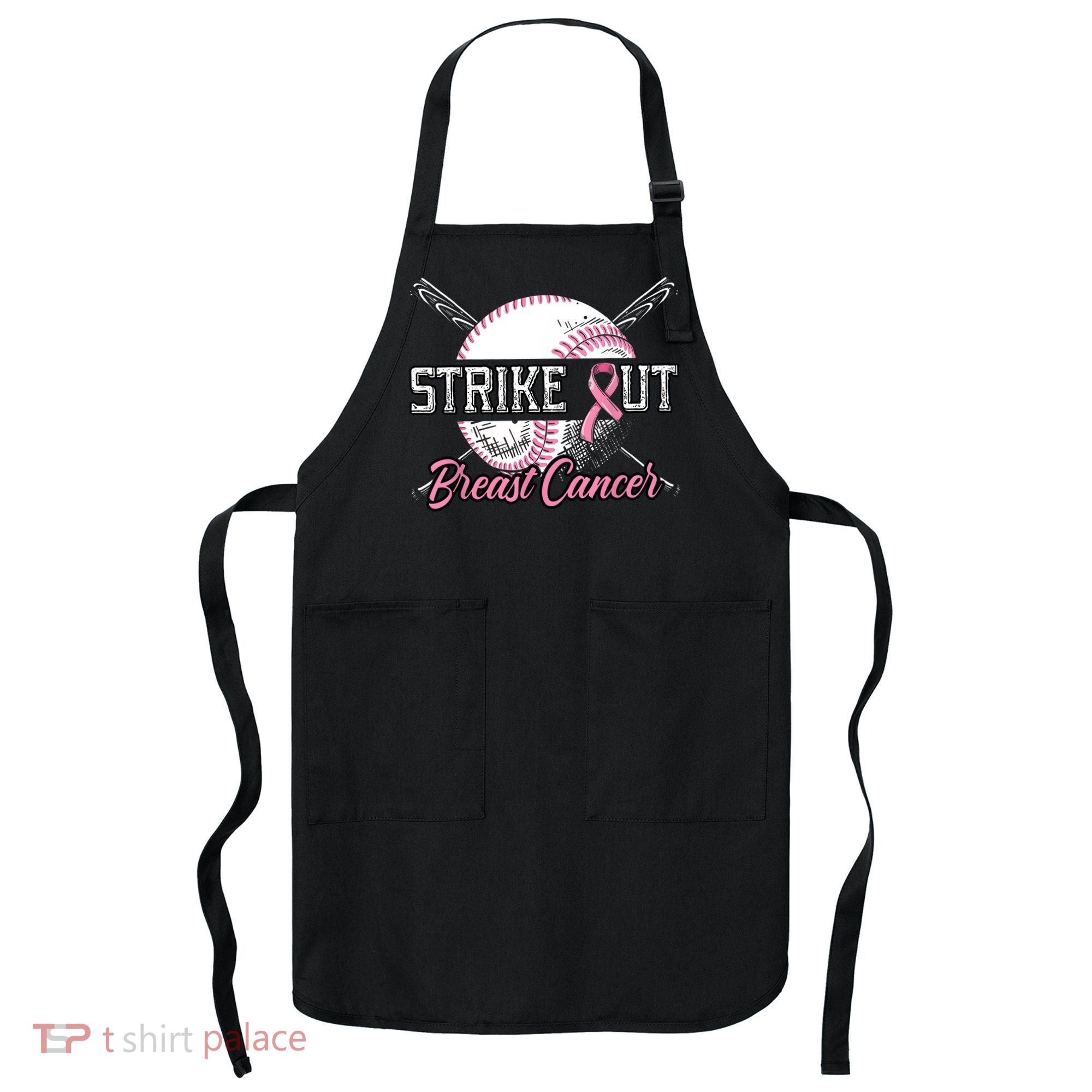 Strike Out Breast Cancer Baseball Pink Ribbon Apron