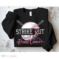 Strike Out Breast Cancer Baseball Pink Ribbon Sweatshirt thumb 2