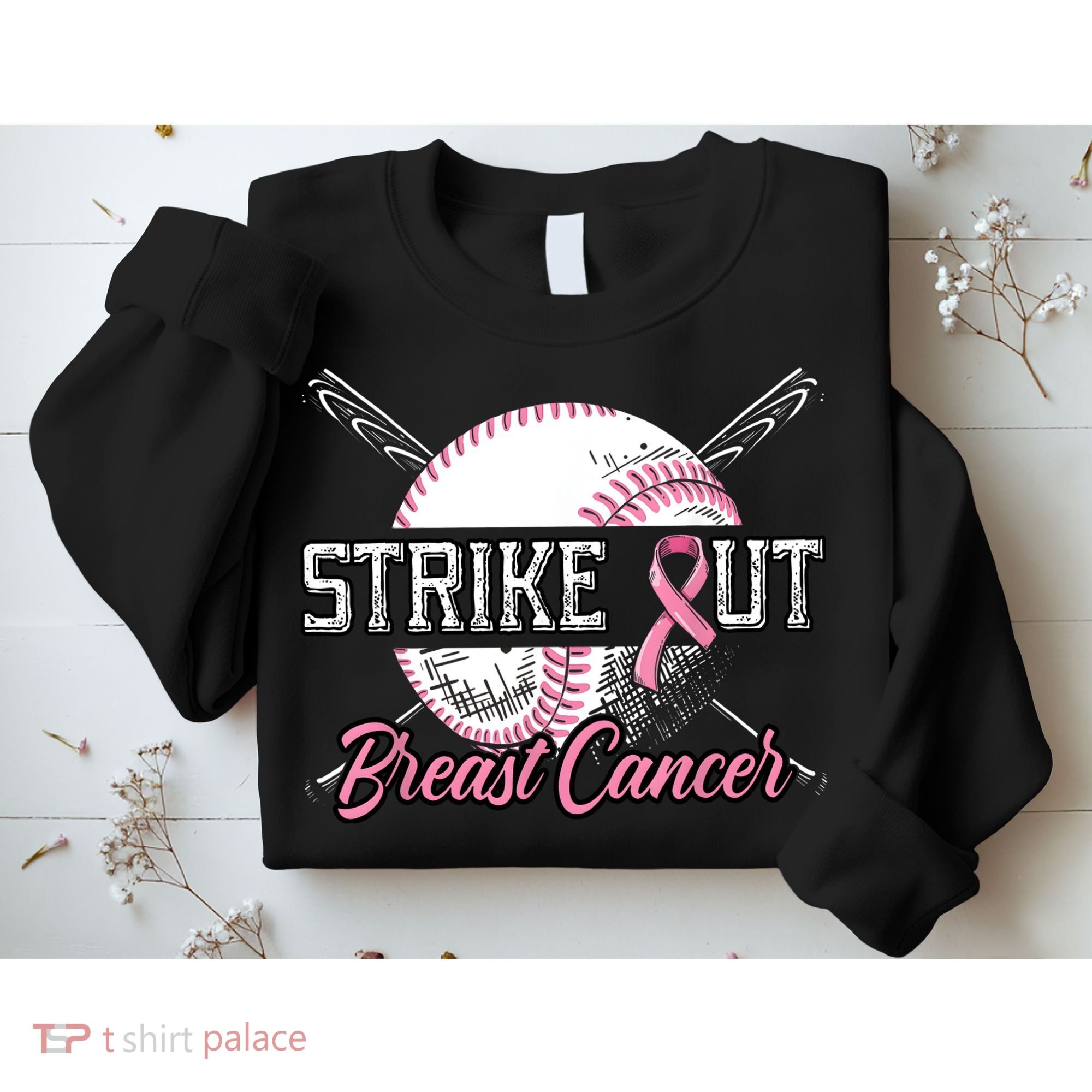 Strike Out Breast Cancer Baseball Pink Ribbon Sweatshirt