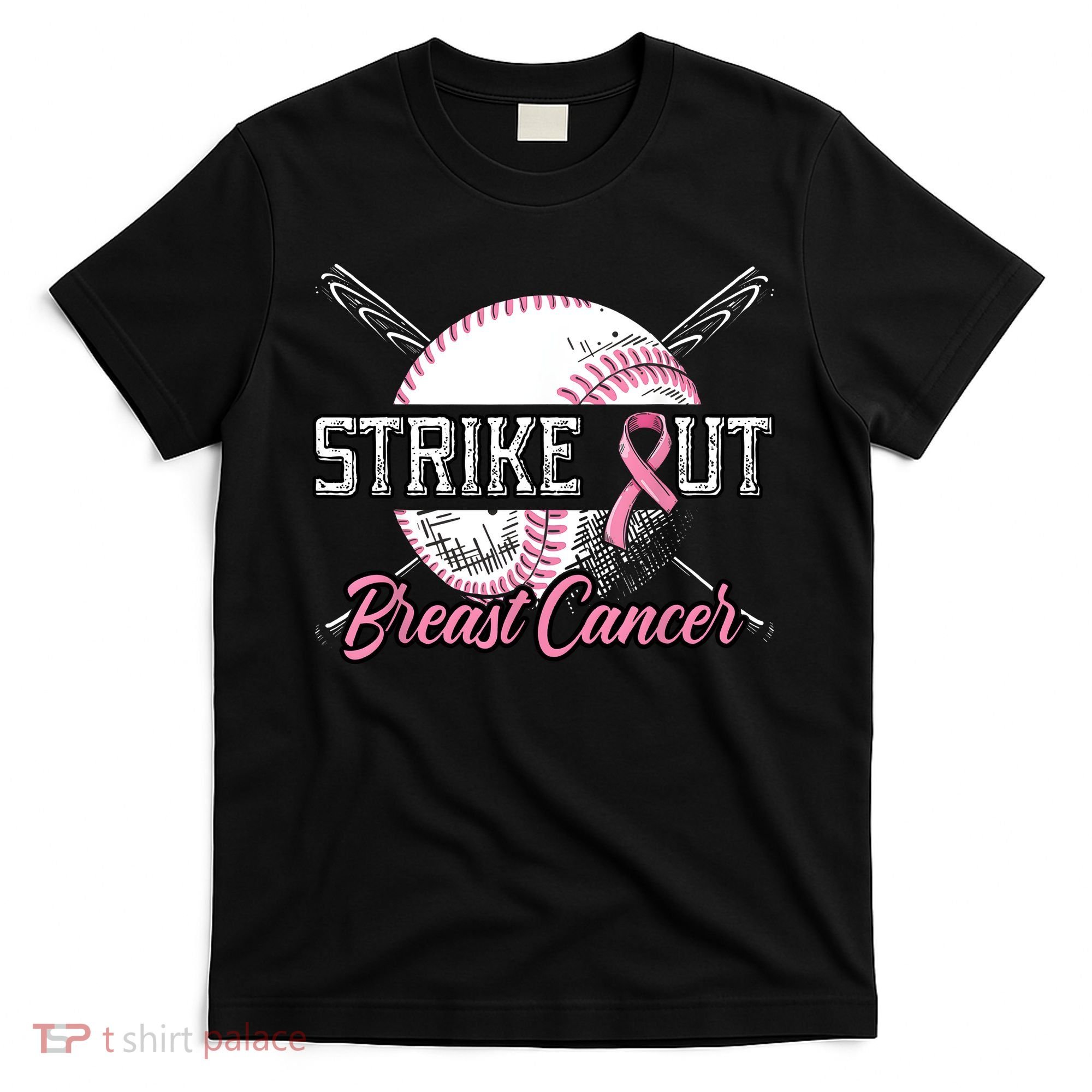 Strike Out Breast Cancer Baseball Pink Ribbon T-Shirt