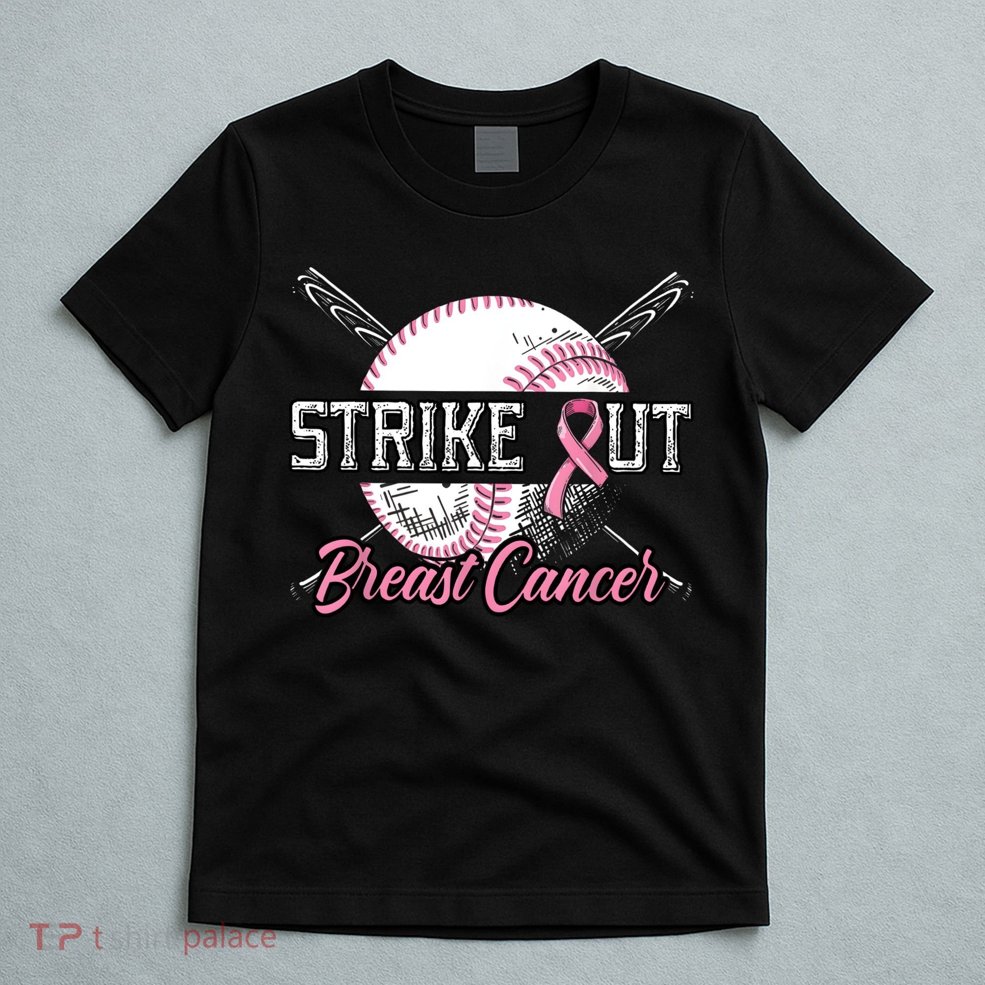 Strike Out Breast Cancer Baseball Pink Ribbon T-Shirt