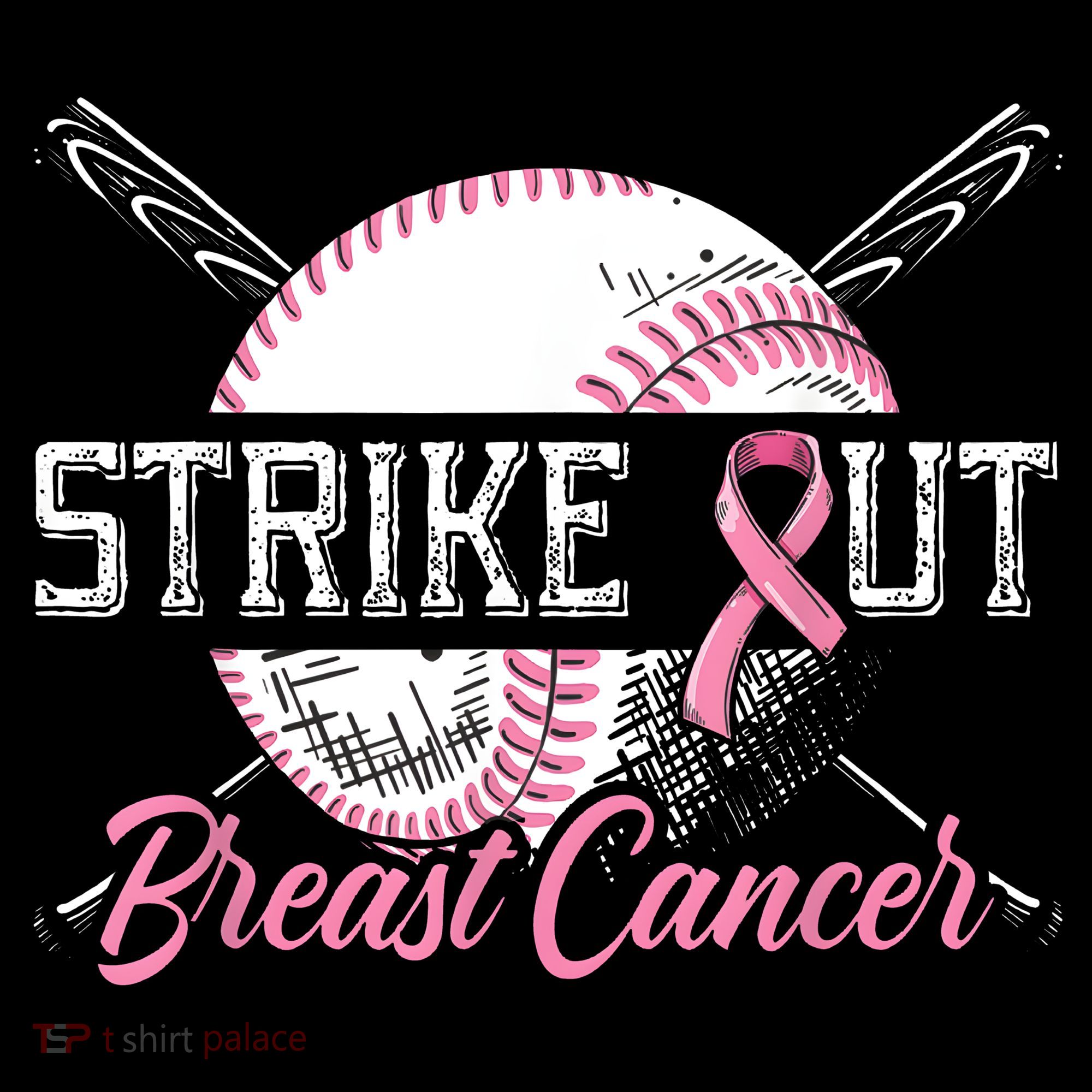 Strike Out Breast Cancer Baseball Pink Ribbon T-Shirt