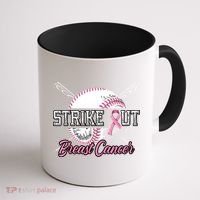 Strike Out Breast Cancer Baseball Pink Ribbon Coffee Mug thumb 1