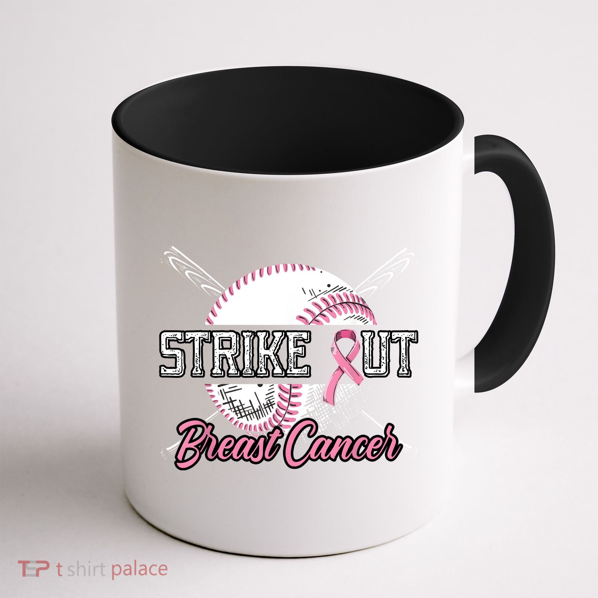 Strike Out Breast Cancer Baseball Pink Ribbon Coffee Mug