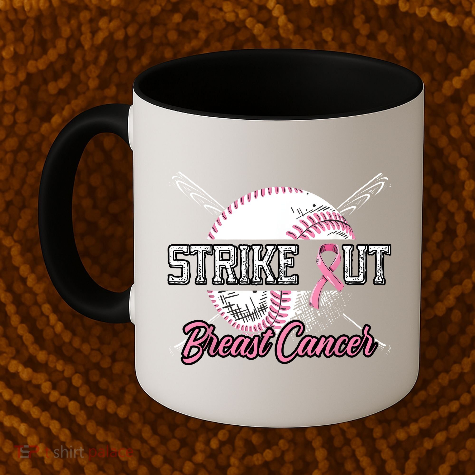 Strike Out Breast Cancer Baseball Pink Ribbon Coffee Mug