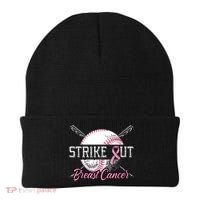 Strike Out Breast Cancer Baseball Pink Ribbon Beanie thumb 0