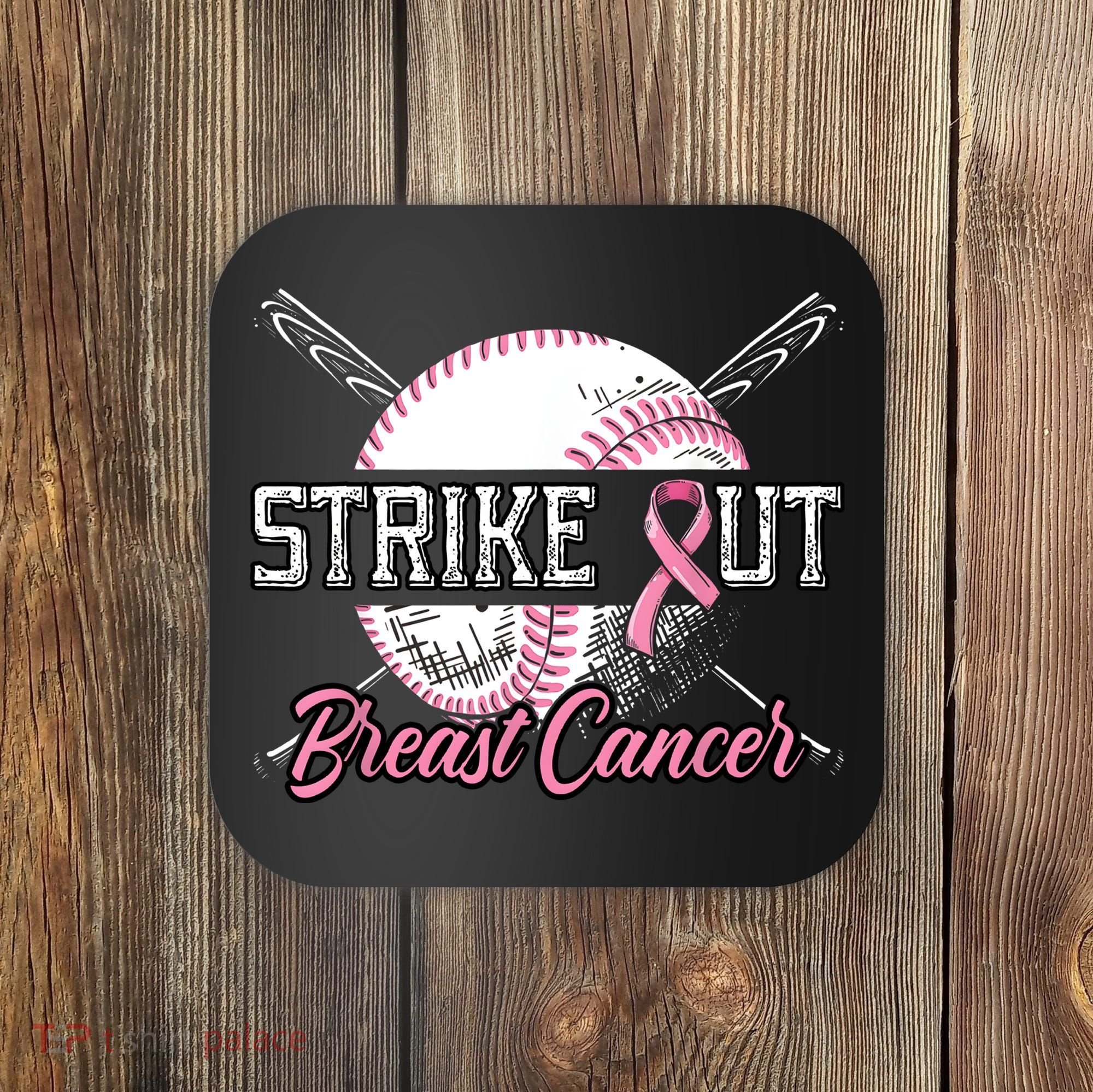 Strike Out Breast Cancer Baseball Pink Ribbon Coaster