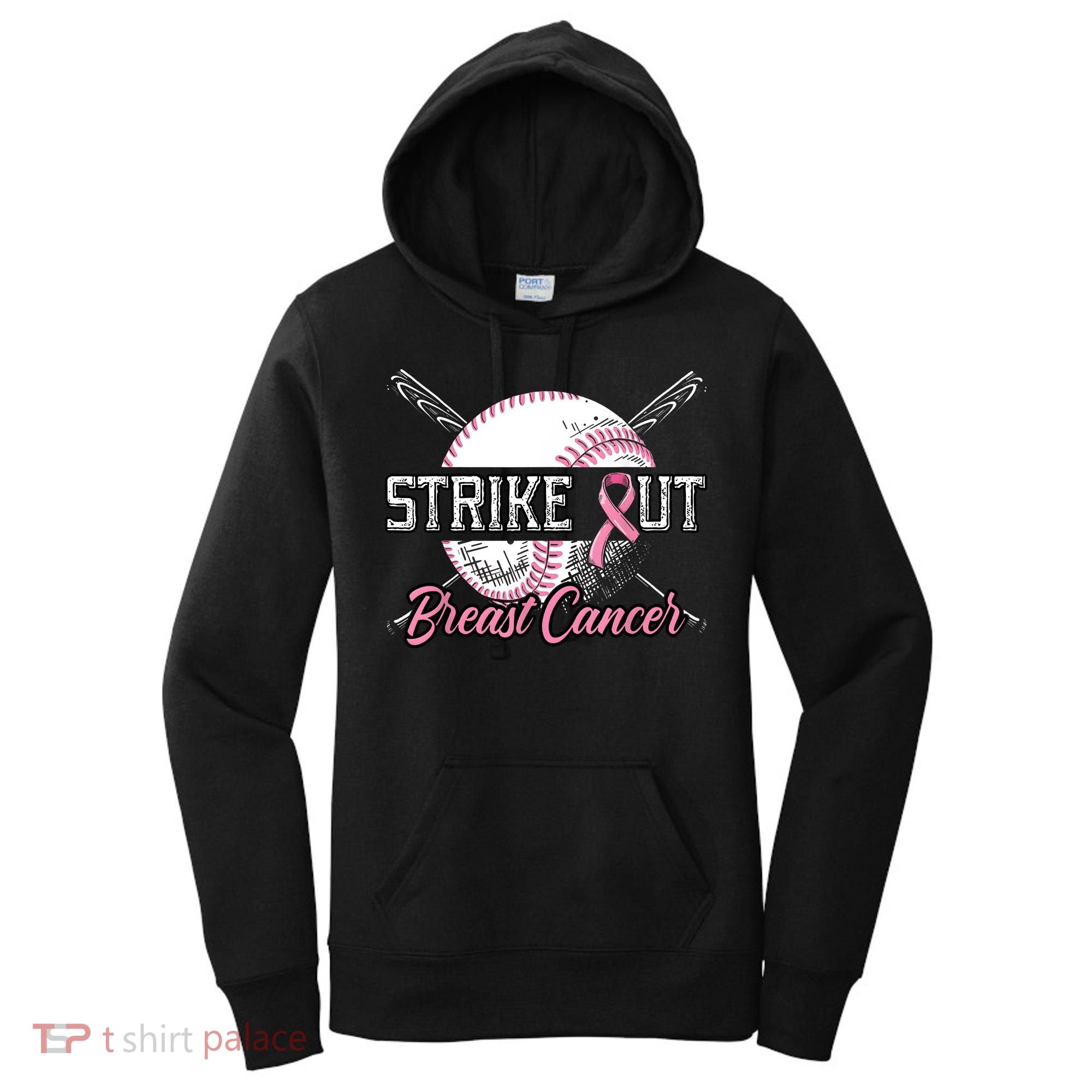 Strike Out Breast Cancer Baseball Pink Ribbon Women's Hoodie