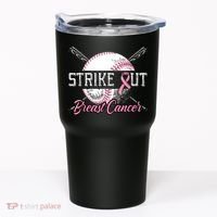 Strike Out Breast Cancer Baseball Pink Ribbon Tumbler thumb 0