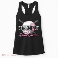 Strike Out Breast Cancer Baseball Pink Ribbon Women's Tank Top thumb 0
