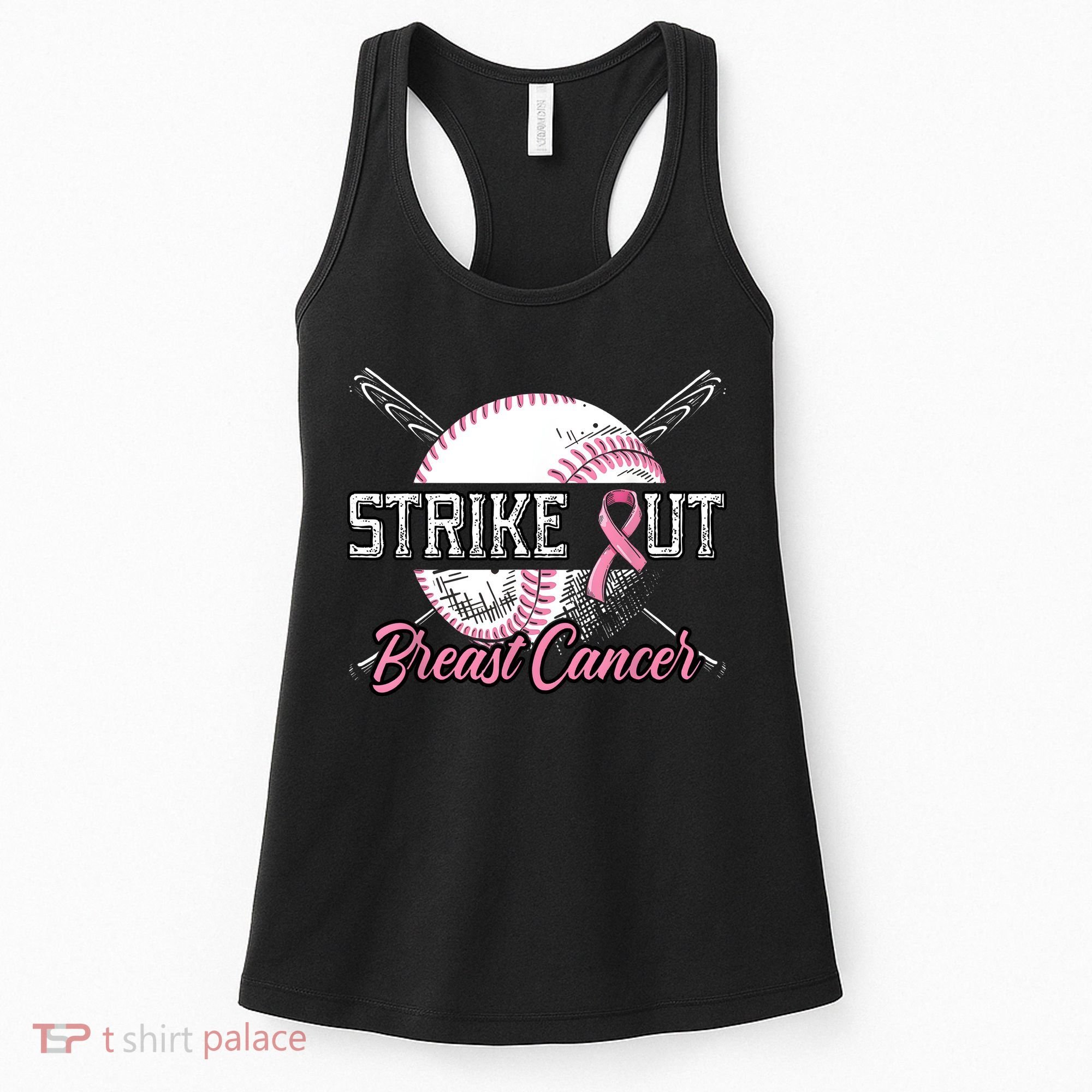 Strike Out Breast Cancer Baseball Pink Ribbon Women's Tank Top