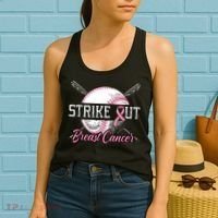 Strike Out Breast Cancer Baseball Pink Ribbon Women's Tank Top thumb 2