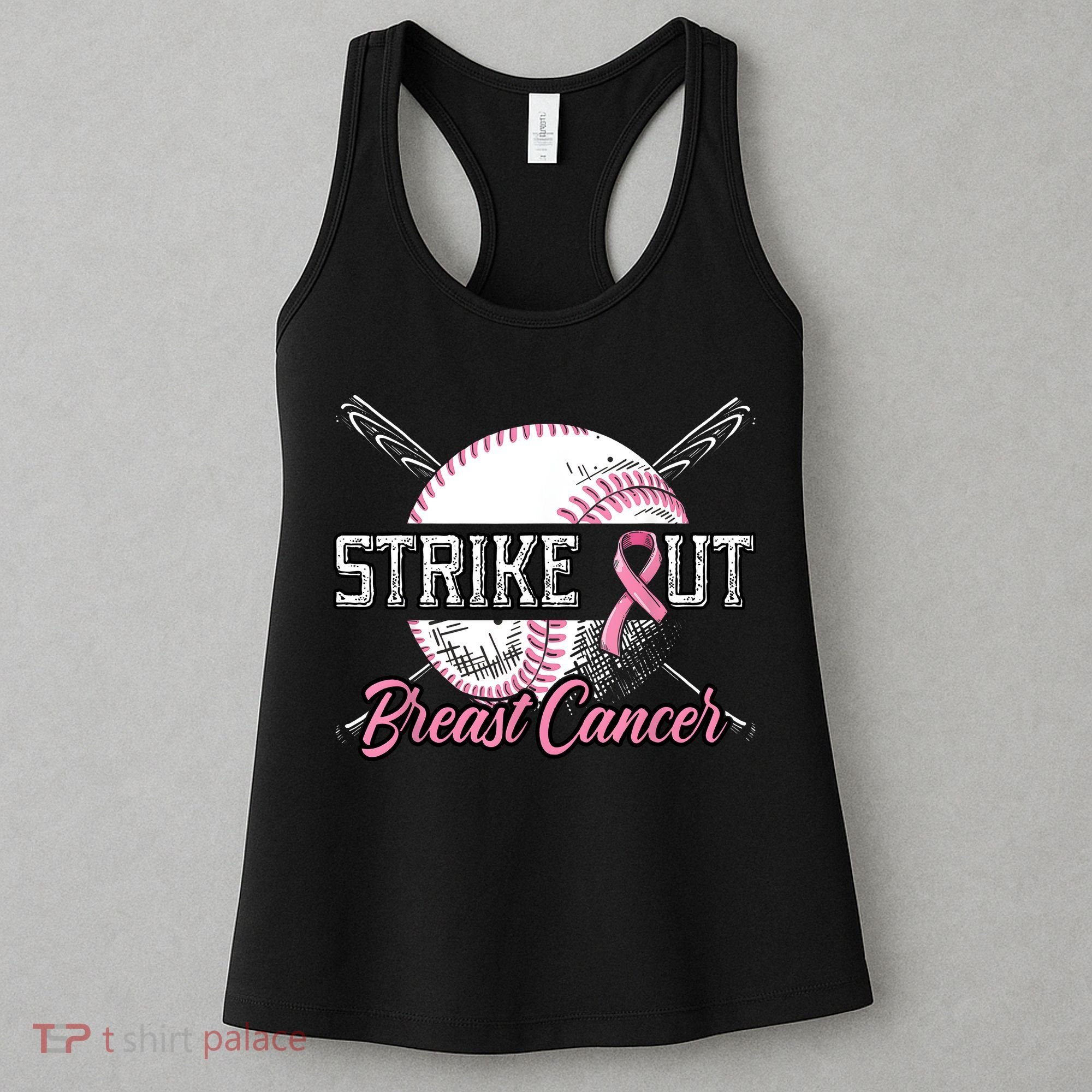 Strike Out Breast Cancer Baseball Pink Ribbon Women's Tank Top