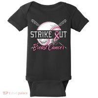 Strike Out Breast Cancer Baseball Pink Ribbon Baby Bodysuit thumb 0